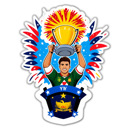 Sticker de Defensa y Justicia levantando un trofeo