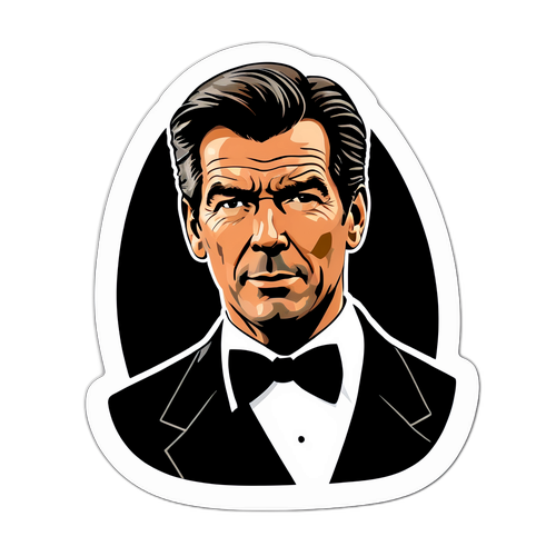 Vintage-inspirerad klistermärke av Pierce Brosnan