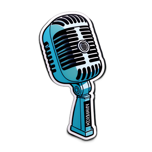 Modernong Sticker ng Vintage Microphone
