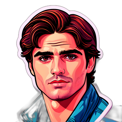 Autocolant cu un portret stilizat al lui Jacob Elordi