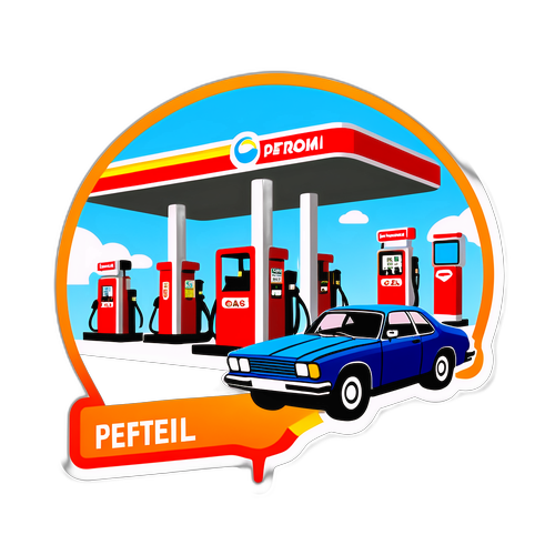 Autocolant cu logo-ul Petrom și stații de alimentare