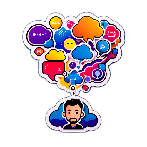 En innovativ design av Nicholas Braimbridge med tankebubblor som skildrar kreativa idéer och uppfinningar