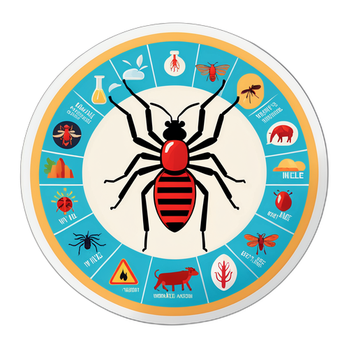 Infographic-Style Sticker on West Nile Virus Symptoms and Prevention