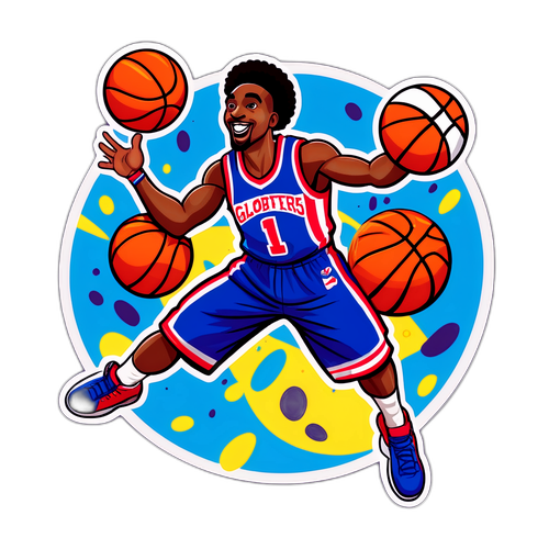 Desenho dos Harlem Globetrotters em Ação