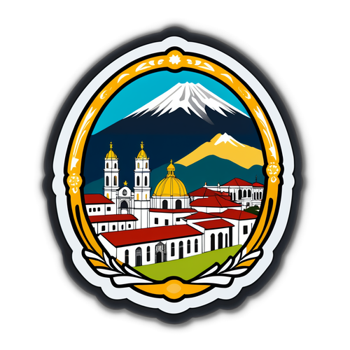 Sticker mit malerischer Szene von Quito