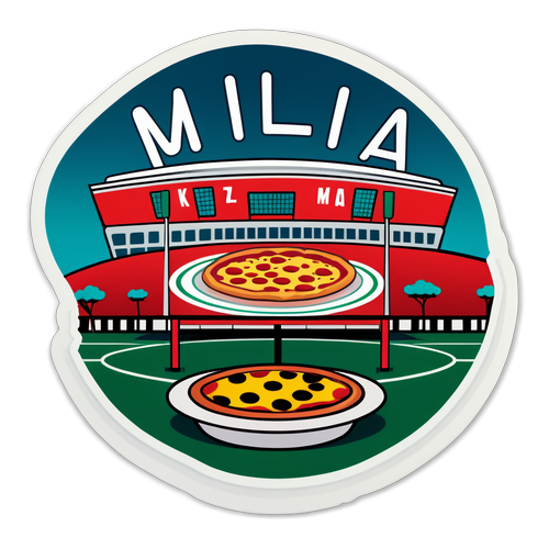 Peisaj urban din Milano cu stadion și pizza