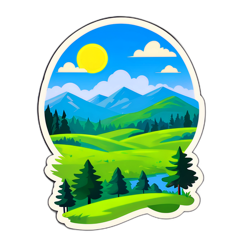 조지아의 아름다운 풍경 스티커 디자인