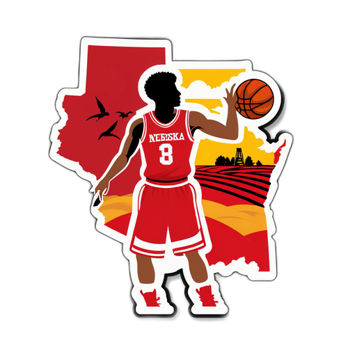 Nebraska Basketball Player Shooting Hoops