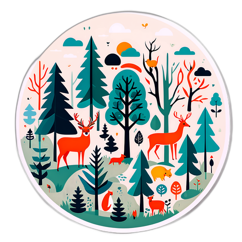 Skandinavisk skog med djur