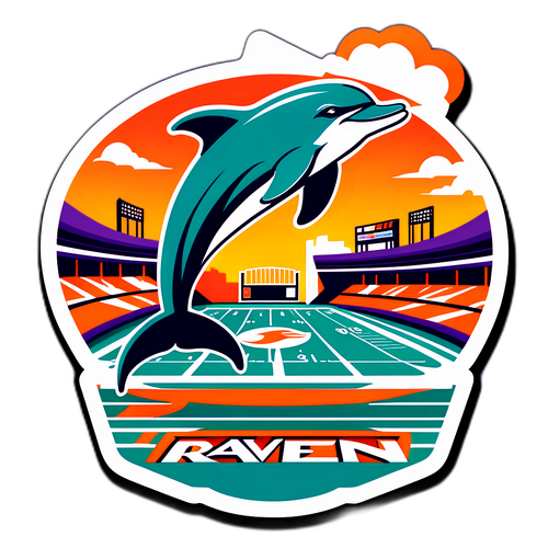 Arte estilizada do estádio no jogo Dolphins vs. Ravens