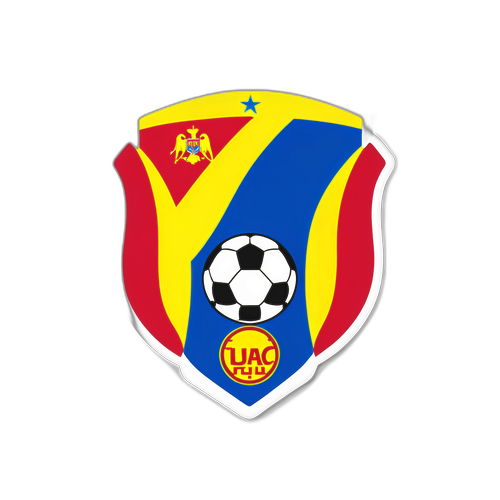 Autocolant cu logo-ul FCSB pe fundal cu culorile naționale ale României