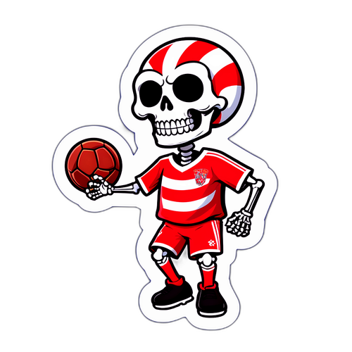 Autocolant cu un schelet jucând fotbal
