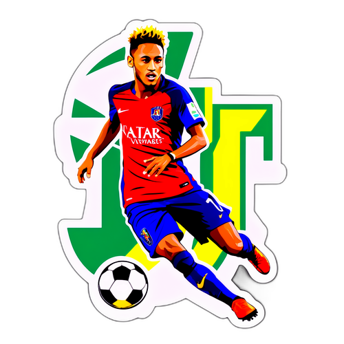 Stiker Neymar Aksi di Lapangan Sepak Bola