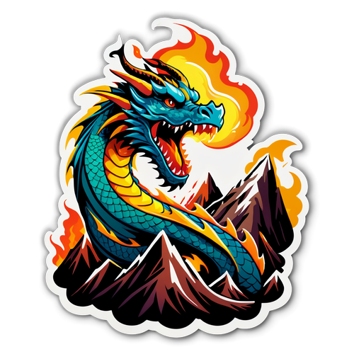 Majestic Dragon on Mountain Peak Sticker