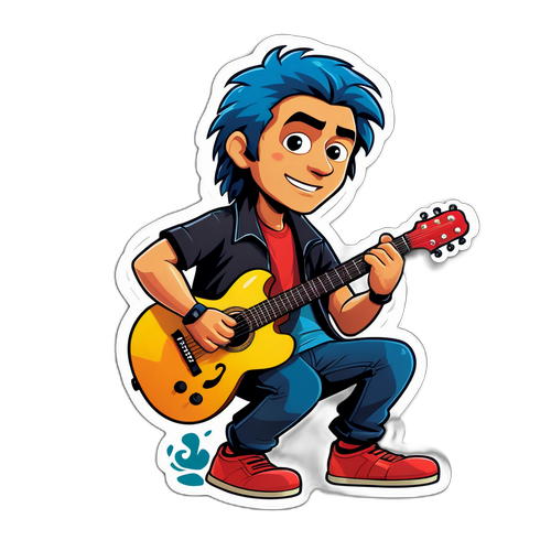 Gitar Çalan Karakter Sticker