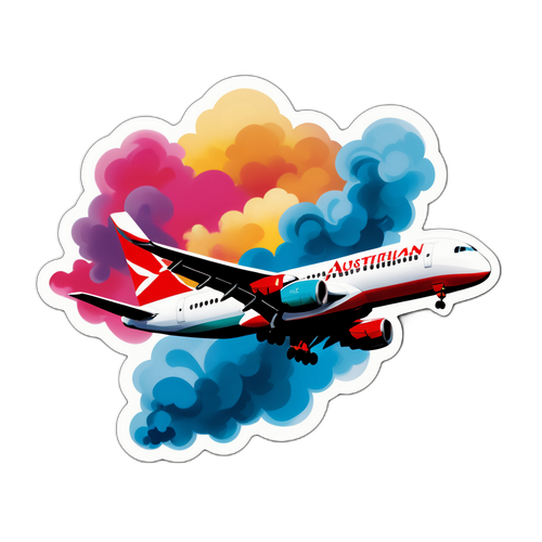 Flugzeug mit buntem Rauch für österreichische Airlines