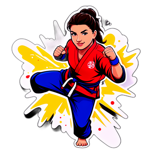 Aufkleber von Mackenzie Dern im dynamischen Kampfsportdesign