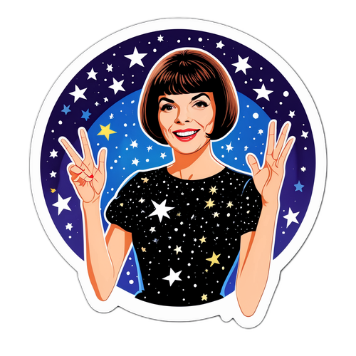 Sticker van Mireille Mathieu met sterren en lichten