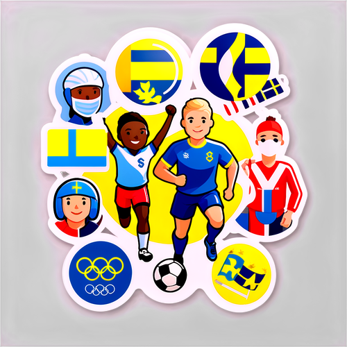 OS 2024: Fira Sverige med Festliga Stickers och Sportiga Ikoner!