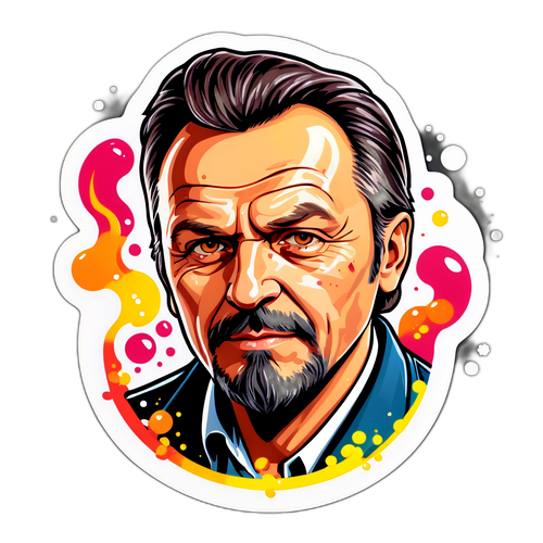 Stickers z postacią Tadeusza Sznuka w stylu akrylowym