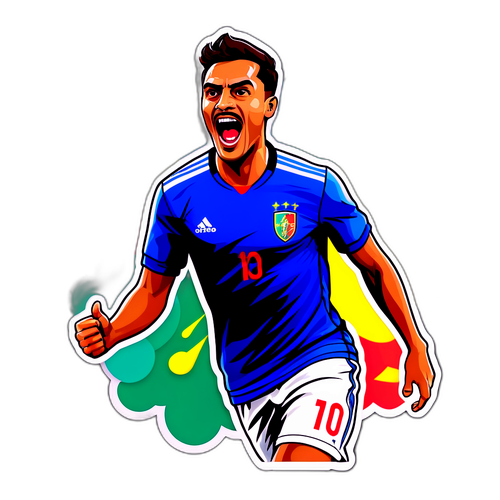 Adesivo Vibrante de Vitor Roque Celebrando um Gol