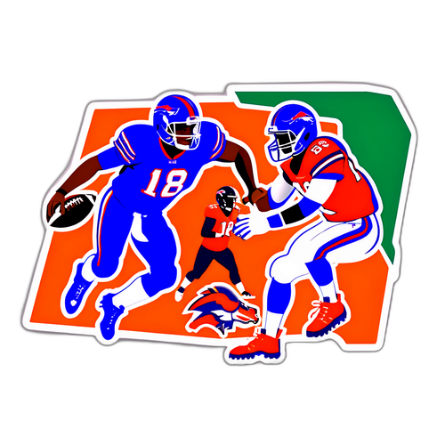 Póster emocionante del juego entre los Bills y los Broncos