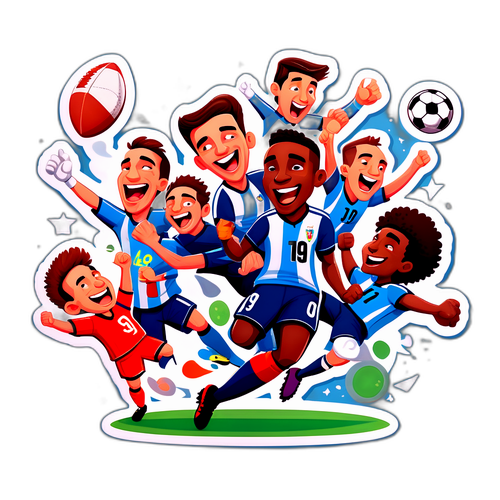 Pemain Bola Sepak Kartun Merayakan Kemenangan