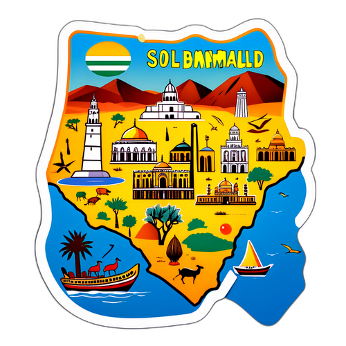 Detaljert kart over Somaliland med ikoniske landemerker