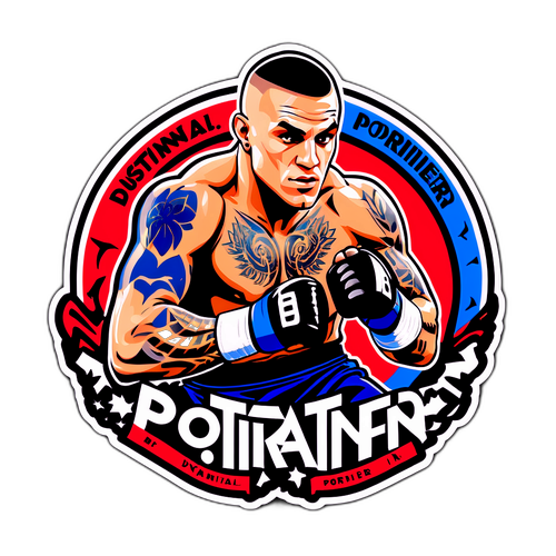 Astickers représentant Dustin Poirier en action dans l'octogone