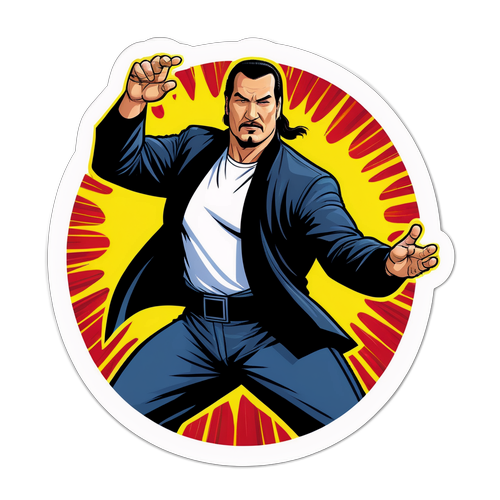 Sticker z postacią stylizowaną na Stevena Seagala