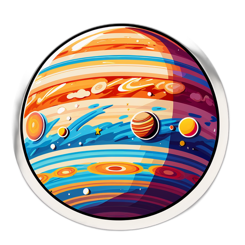 Uzay Temalı Renkli Jüpiter Sticker'ı