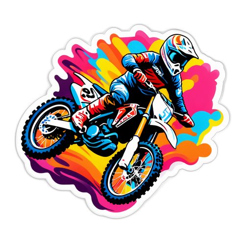 Samolepka s motokrosovým jezdcem