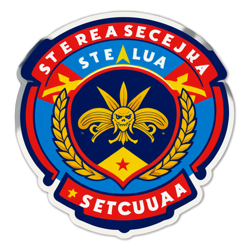 Sticker cu logo vintage Steaua, cu textul "Steaua, legenda continuă!"