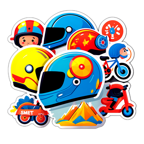 Spielerische Aufkleber zu Helmpflicht