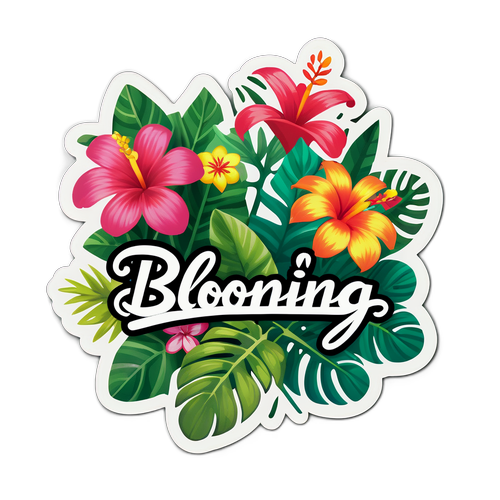 Flores Tropicais e a Palavra 'Blooming'