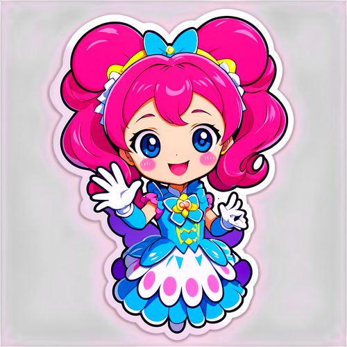 アイドルプリキュアのキャラクターのファンを振る姿