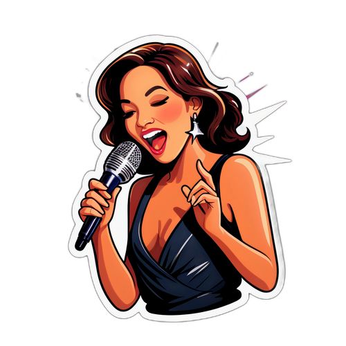 Sticker cu Monica Anghel cântând la microfon