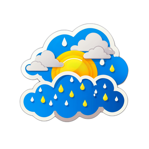 Biểu tượng dự báo thời tiết với mây, mưa và ánh nắng cho Hải Phòng