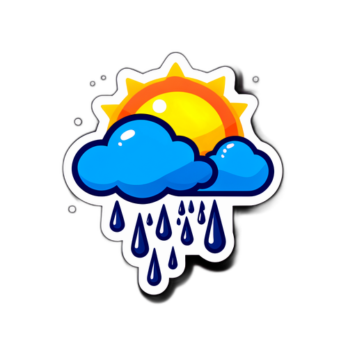 Nhãn Dán Thời Tiết với Mặt Trời và Mưa