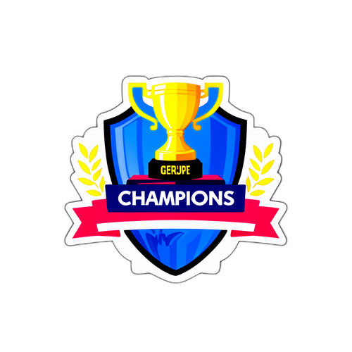 สติกเกอร์ถ้วยรางวัลและฟุตบอล 'แชมเปียนส์'