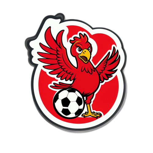 Stiker Mesra Liverpool dengan Maskot Liver Bird Kartun