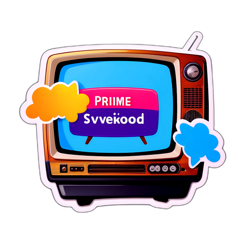 Nostalgische televisie sticker met Prime Video icoon