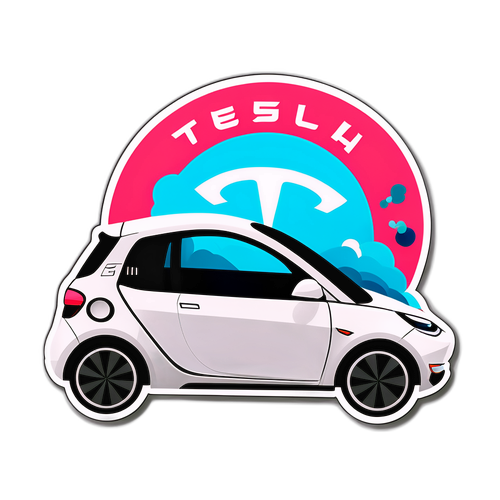 可愛科技電動小車貼紙