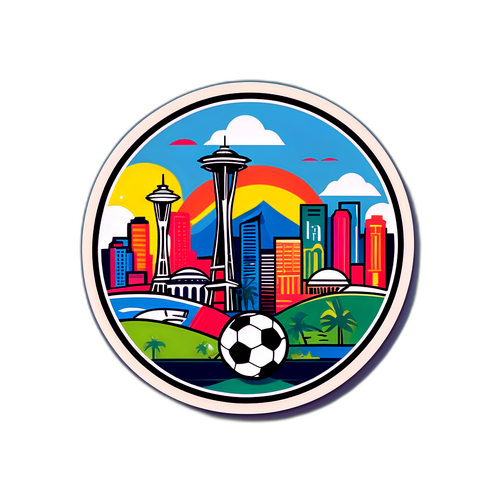 Bol Sepak Bergaya dengan Menara Ikonik Seattle dan Miami