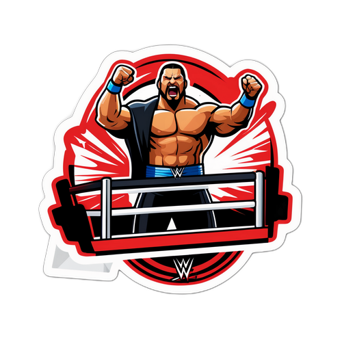 एक एनिमेटेड स्टिकर जिसमें एक गर्म WWE चैंपियनशिप मैच का दृश्य है
