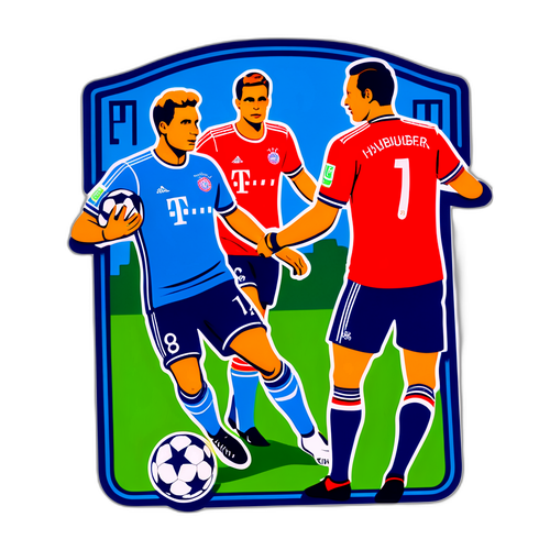 Vintage fodboldklistermærke: Bayern München vs Hamburger SV