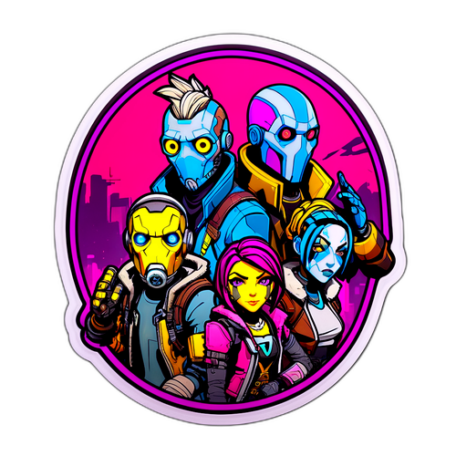 Kyberpunk-teemainen tarra Borderlands 4:stä