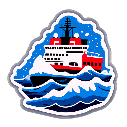 Stilisierter Eisbrecher bricht durch Packeis