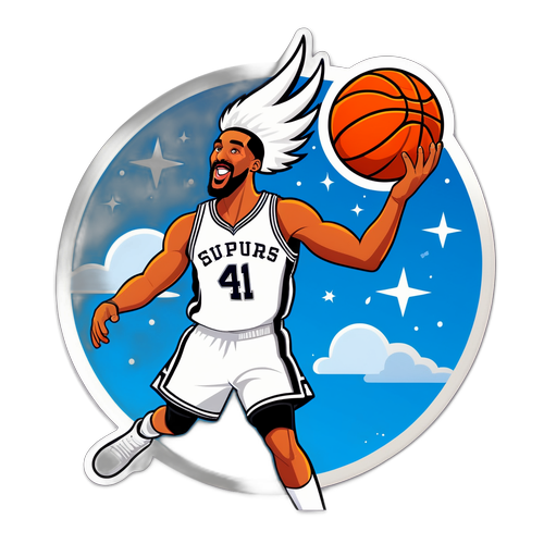 Witziger Aufkleber mit Basketball und Slogan "Thunder – Spurs"