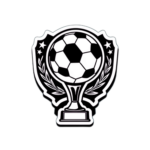 축구 공과 승리를 상징하는 영광의 트로피